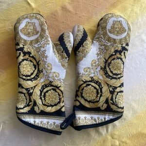 Versace Gold and Black Baroque Oven Mitts